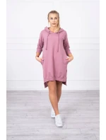 Šaty s kapucí a delšími zády tmavě růžové Šaty s kapucí a delšími zády tmavě růžové