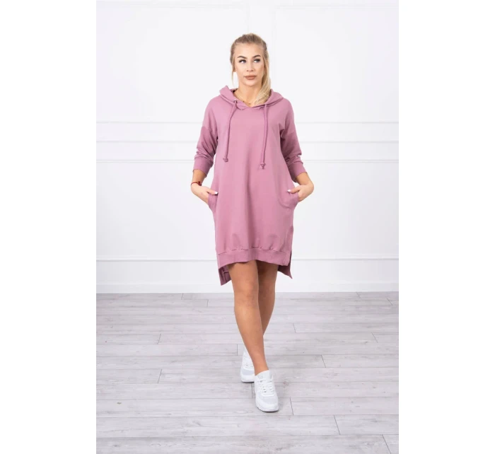 Šaty s kapucí a delšími zády tmavě růžové Šaty s kapucí a delšími zády tmavě růžové