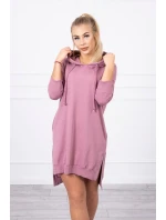 Šaty s kapucí a delšími zády tmavě růžové Šaty s kapucí a delšími zády tmavě růžové
