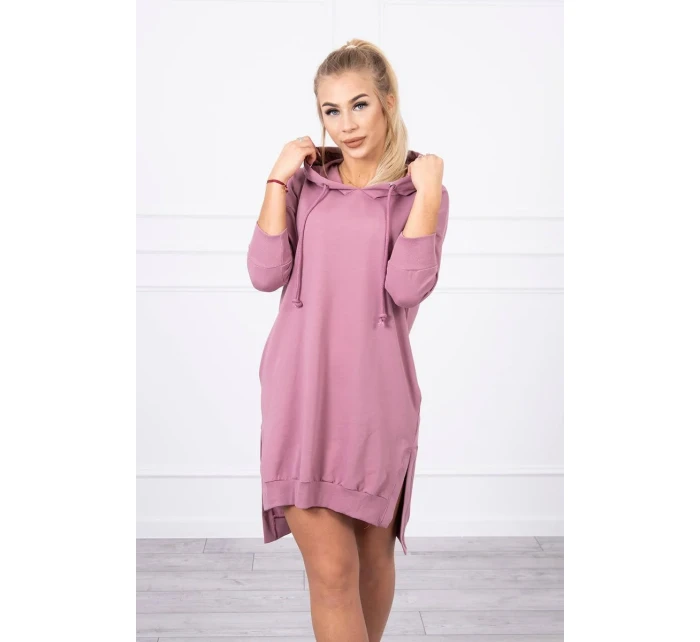 Šaty s kapucí a delšími zády tmavě růžové Šaty s kapucí a delšími zády tmavě růžové