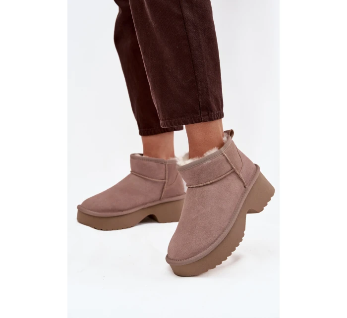 Śniegowce Damskie Z Naturalnego Zamszu Ocieplane Futerkiem Khaki Milora Śniegowce Damskie Z Naturalnego Zamszu Ocieplane Futerkiem Khaki Milora