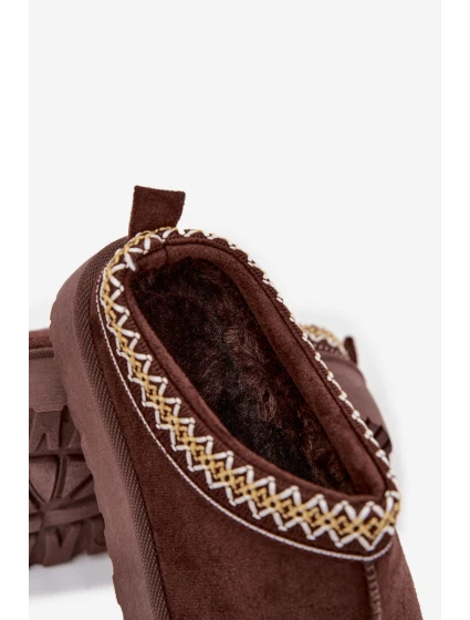 Detské/módne snežnice s výšivkou na platforme Jolisse - čokoláda Detské/módne snežnice s výšivkou na platforme Jolisse - čokoláda