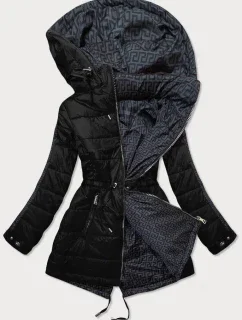 Čierno-grafitová obojstranná dámska bunda (W556)
