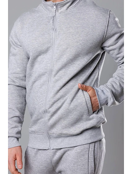 Světle šedá pánská mikina se stojáčkem model 18258832 - J.STYLE Světle šedá pánská mikina se stojáčkem model 18258832 - J.STYLE