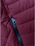 Tmavo červená dámska bunda s kapucňou pre prechodné obdobie (2M-017)