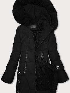 Čierna dámska zimná bunda s kožušinovou podšívkou S'west (R8166-1)