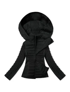 Černá dámská bunda z různých spojených materiálů model 21095895 - J.STYLE