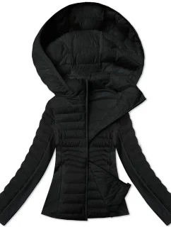 Černá dámská bunda z různých spojených materiálů model 21095895 - J.STYLE