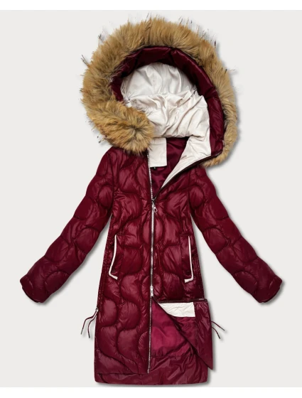 Dámska bordová bunda s ozdobným prešívaním J Style (5M3351-1)