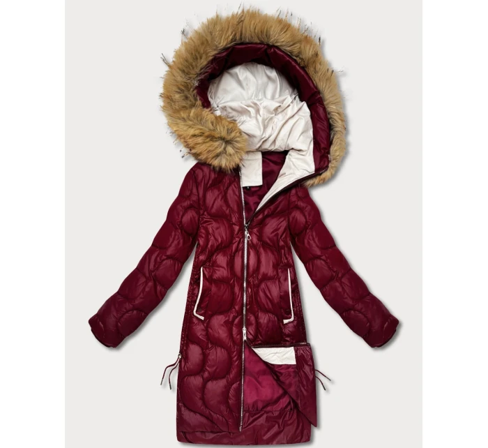 Dámska bordová bunda s ozdobným prešívaním J Style (5M3351-1)