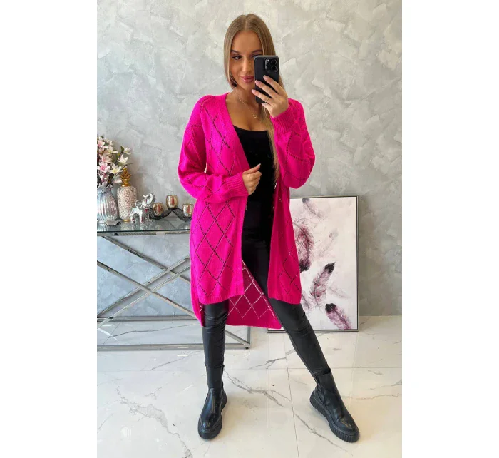Svetr s geometrickým vzorem růžový neon Svetr s geometrickým vzorem růžový neon