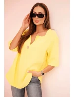 Dámska mušelínová košeľa so žltým gombíkom Dámska mušelínová košeľa so žltým gombíkom