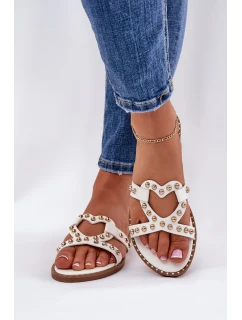 Zdobené Ploché Pantofle Dámské Bílé model 21685812 - Boto