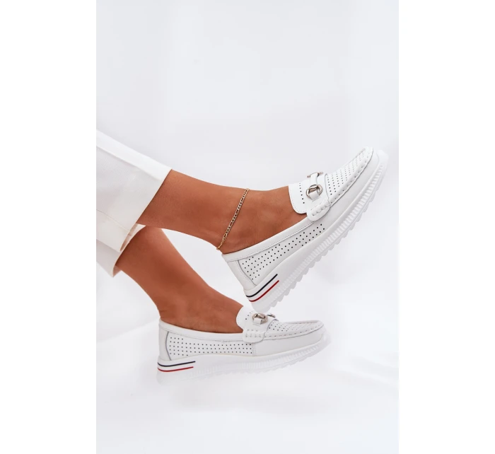 baleríny z přírodní kůže  bílé model 21686565 - VINCEZA