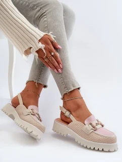 Dámske sandále na podpätku s ozdobou Béžová D&A