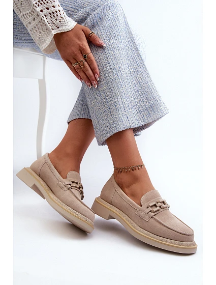 Dámské semišové mokasíny model 22128477 béžové - S.Barski