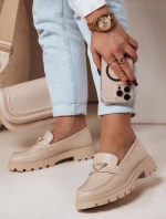 Dámske mokasíny s plochou podrážkou ELEGANCIO beige FashionStreet ZY0709