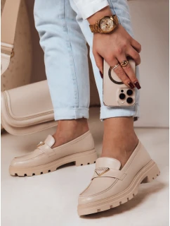 Dámske mokasíny s plochou podrážkou ELEGANCIO beige FashionStreet ZY0709