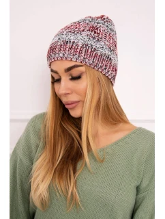 Fleecová čiapka Melisa K241 burgundy+grey