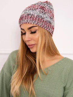 Fleecová čiapka Melisa K241 burgundy+grey