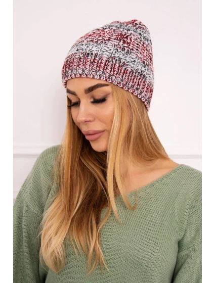 Fleecová čiapka Melisa K241 burgundy+grey