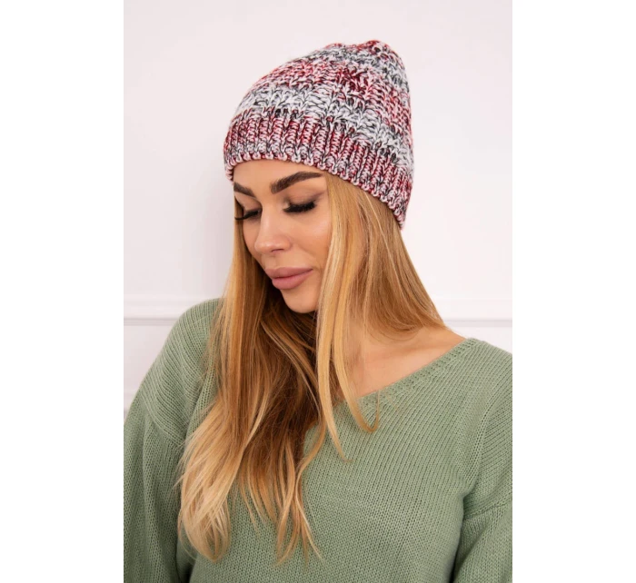 Fleecová čiapka Melisa K241 burgundy+grey