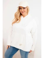 Dámská mikina Plus Size s kapucí a potiskem ecru