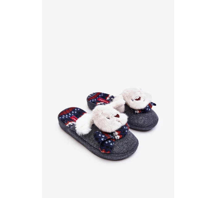 Dziecięce Kapcie Na Grubej Podeszwie z Misiem Szare Dasca Dziecięce Kapcie Na Grubej Podeszwie z Misiem Szare Dasca