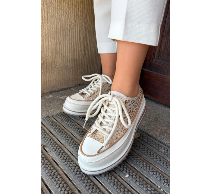 Dámské Tenisky Na Masivní Platformě model 21691040 Béžové - S.Barski