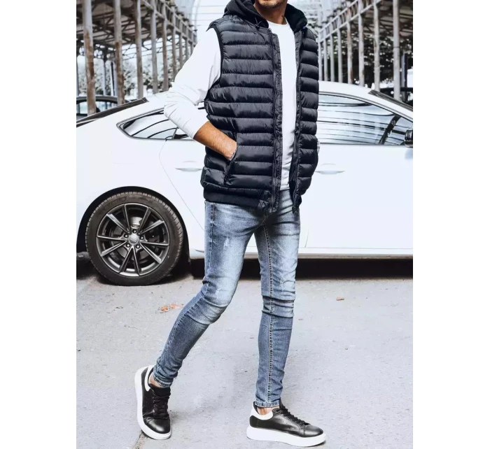 Pánska prešívaná modrá vesta FashionStreet TX4094 Pánska prešívaná modrá vesta FashionStreet TX4094