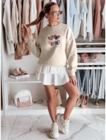 Dámská mikina nadměrné velikosti se srdíčky cappuccino Dstreet model 21988161 - FashionStreet