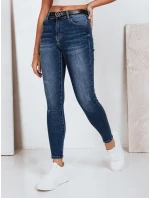 Dámske úzke džínsy s vysokým pásom tmavomodré FashionStreet UY2823