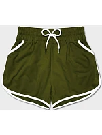 Dámské šortky v khaki barvě s kontrastní lemovkou model 18369470 - J.STYLE Dámské šortky v khaki barvě s kontrastní lemovkou model 18369470 - J.STYLE