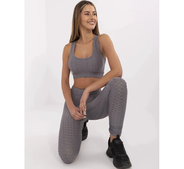 Športový top a legíny tmavosivé (5448)