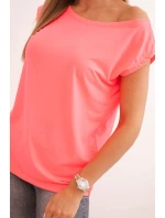 Dámska blúzka bez ramienok neónovo ružová