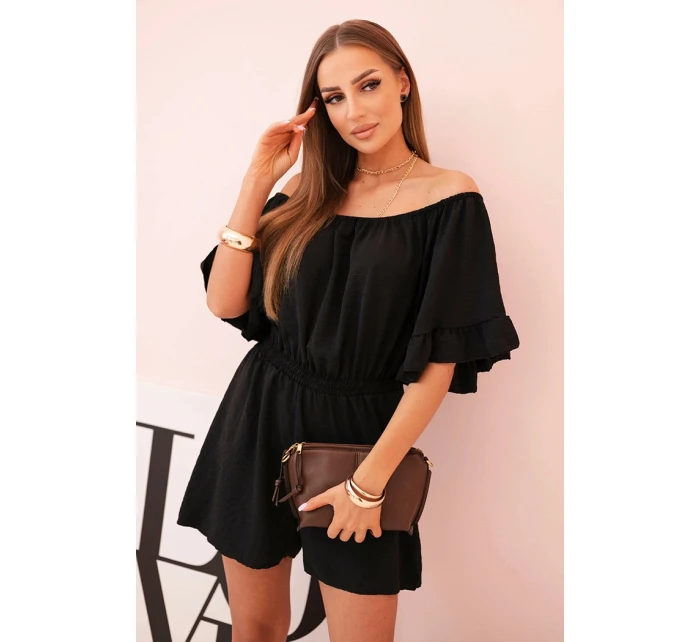 Dámsky bavlnený overal bez rukávov so zaväzovaním v páse ecru