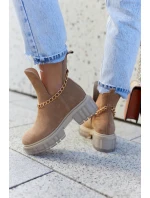 Modne Zamszowe Botki Z Wycięciem Camel Lemar Forget Me