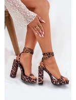 Sandały Damskie Na Słupku Z Paseczkiem Panterka Fevenne