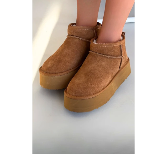 Dámské sněhule z přírodního semiše Camel Mairene