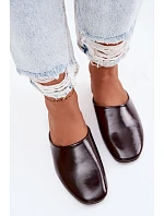 Dámské Mules z Umělé Kůže Ploché Čokoládové Romelle