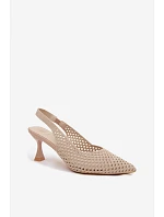 Textilné sandále na podpätku Pear Shape Beige Cherryla