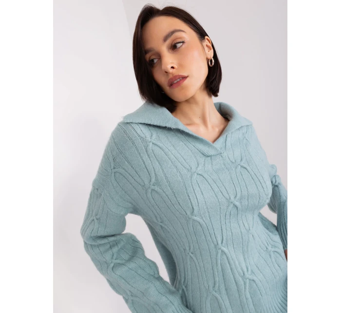 Sweter AT SW mietowy model 19040952 - FPrice Sweter AT SW mietowy model 19040952 - FPrice