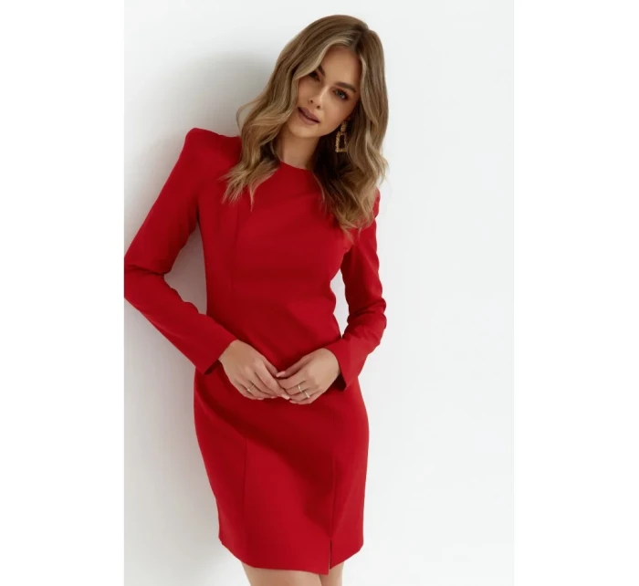 M755 Šaty s modelovaným prešívaním - červené