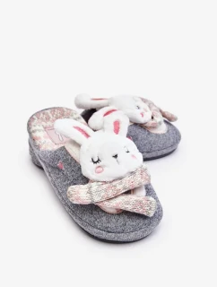 Dětské pantofle Bunny s tlustou podrážkou šedé Dasca