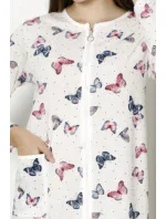 Dámsky župan K13038 biely s motýlikmi - La Penna