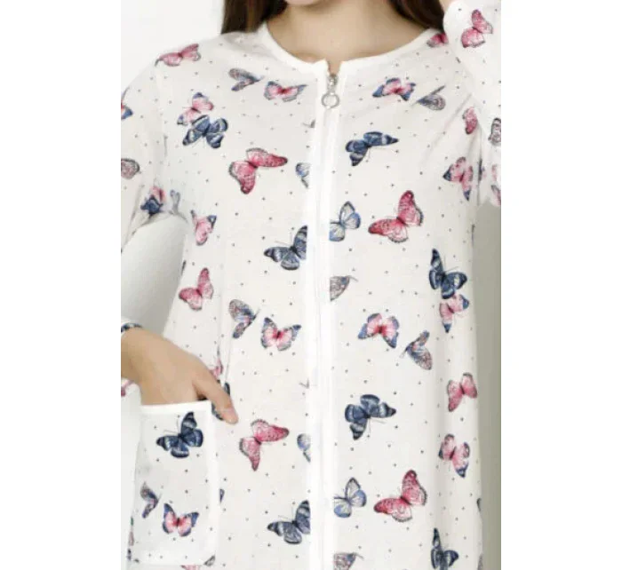 Dámsky župan K13038 biely s motýlikmi - La Penna