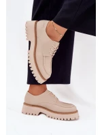 Półbuty Mokasyny Damskie Ze Sznurowaniem Big Star NN274053 Beżowe