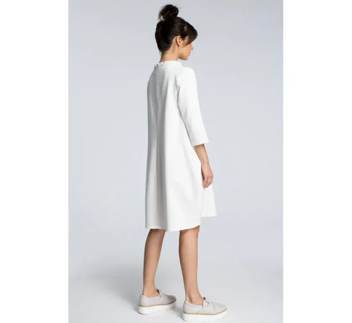 B070 Nadrozmerné šaty s opaskom na zaväzovanie - ecru