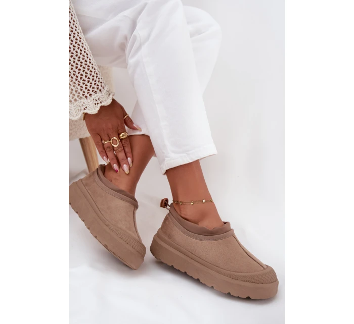 Dámske snežnice na platforme s nízkym zvrškom Izamine - tmavo béžové
