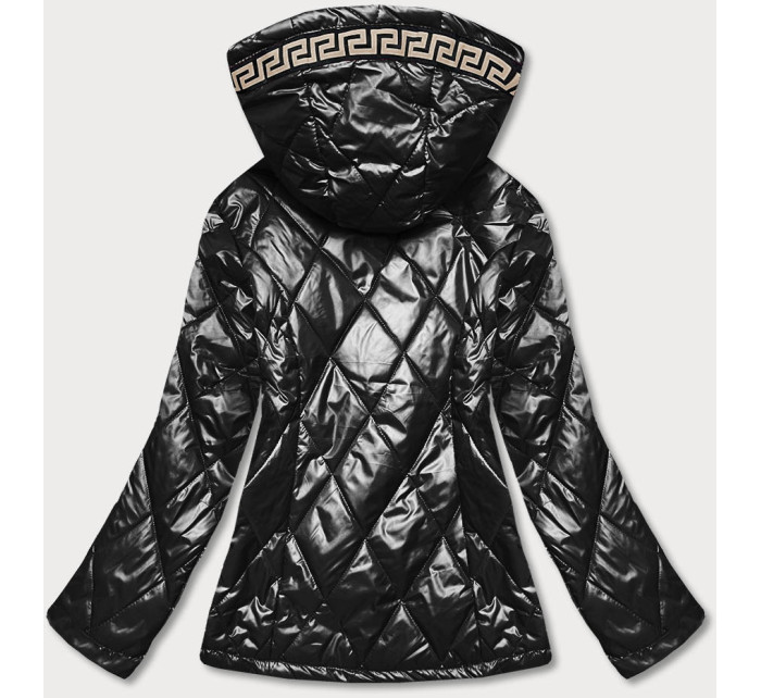 Čierna dámska bunda plus size (B8013-1)